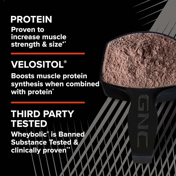 GNC AMP Wheybolic Clinically Proven Protein Powder 40g Whey Protein BCAA Leucine Increases Muscle Strength Muscle Building 3rd Party Tested Gluten Free Natural Vanilla 25 Servings