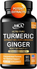 Turmeric Curcumin with Ginger – 1750mg High-Potency Formula with 95% Standardized Curcuminoids and Ginger Extract – Black Pepper for Enhanced Absorption – 60 Vegan Capsules