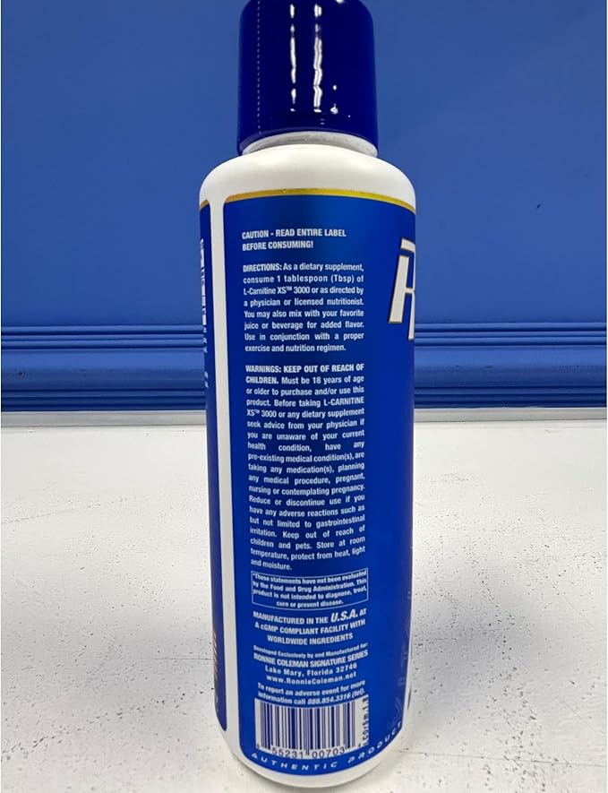 Ronnie Coleman Signature Series L-Carnitine XS 3000 Liquid Amino Acids Metabolism and Lean Muscle Strength Support Stimulant Free Sugar Free Zero Carbs Orange Smash 16 Oz