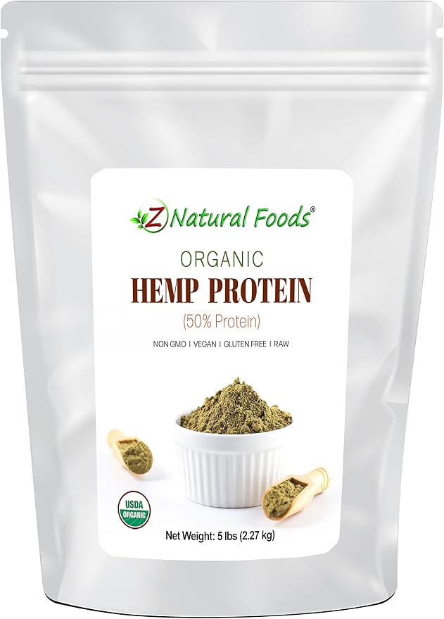Organic Hemp Protein Powder - Unflavored Unsweetened - Plant Based Superfood for Smoothies Shakes Meal Replacement Snacks Recipes - Raw Vegan Non GMO Gluten Free - Bulk 5 lb Size