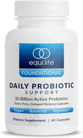 Equilife Daily Probiotic Support 50 Billion CFU 8 Probiotic Strains Digestive and Gut Health Supplement for Men and Women Gluten Free Soy and Dairy Free Non GMO American Made 60 Capsules