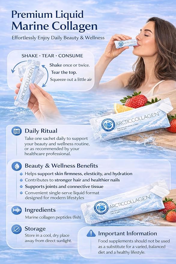 Liquid Marine Collagen Peptides for Women – 8000mg Hydrolyzed Liquid Collagen Supplement with Biotin &amp Vitamins for Hair Growth Skin Nails &amp Joints Strawberry Flavor Sugar Free 14 Sachets