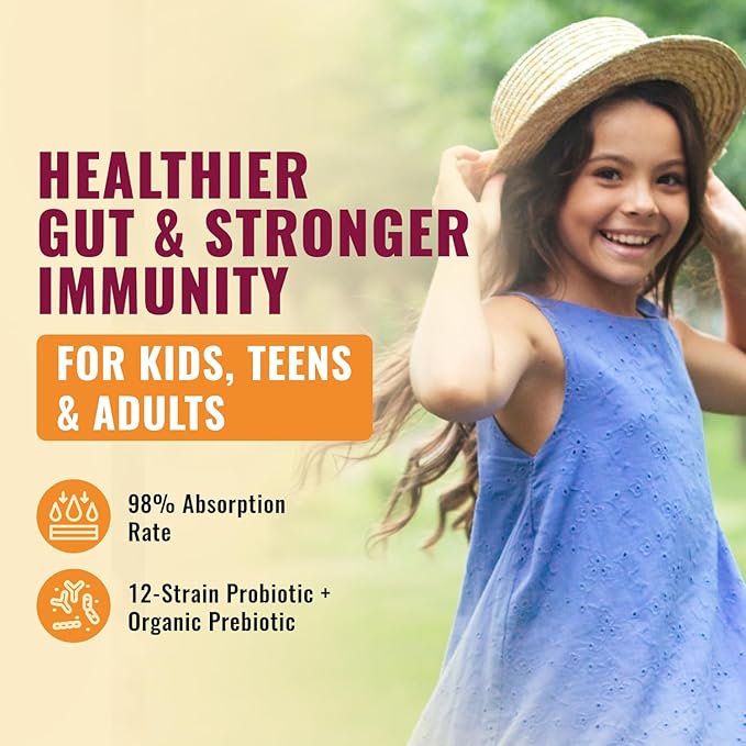 USDA Organic Liquid Probiotic for Kids Women &amp Men Toddler Probiotic Drops with Alfalfa Prebiotic Blend + Acidophilus for Gut Health Vegan Non-GMO Dairy Gluten &amp Sugar Free