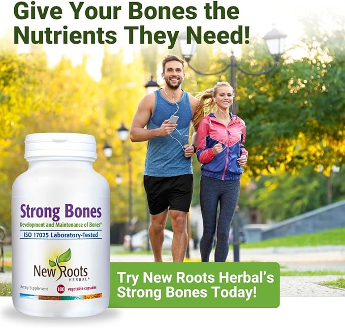 Strong Bone Support Supplement – 22-in-1 Calcium Magnesium &amp Vitamin D3 + K2 Formula with Glucosamine &amp Zinc Enhanced Absorption Skeletal Health Capsules 180 Veg Caps | NEW ROOTS HERBAL