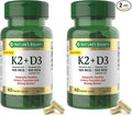 Nature's Bounty Supplement 4000 IU Vitamin D3 Plus 100 mcg of Vitamin K Supplements for Adults for Heart &amp Bone Health Support 60 Day Supply 60 Vegetarian Capsules (Pack of 2)