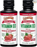 Barlean's Pack of 2 Vitamin D3 Liquid Supplement for Kids and Adults 5000 IU Vitamin D Strawberry Milkshake Non-GMO Gluten and Dairy Free 5.6 oz Each