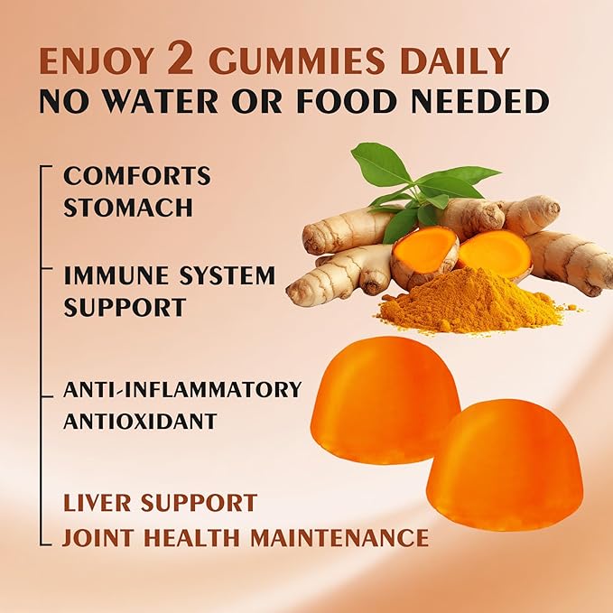 Turmeric Gummies Joint &amp Muscle Relief + Immune Support Natural Pineapple Flavor Non-GMO Gluten-Free 90 Gummies
