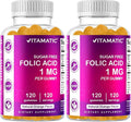 Vitamatic Folic Acid Gummies 1000 mcg (1 mg) - an Essential Prenatal Vitamins for Mom &amp Baby - Vitamin B9-120 Vegan Gummies (2)