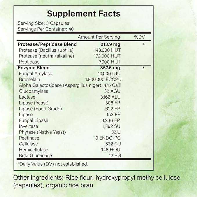 Digestive Enzyme Supplement containing Enzyme Blend - Supports Digestion of proteins carbohydrates fats and Dairy Products Brings Digestive Comfort - 60 Vegetarian Capsules (A Bottle of)