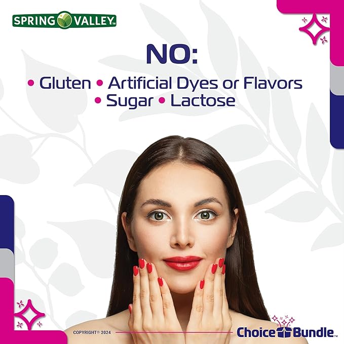 Spring Valley Highly Absorbable Collagen + Vitamin C Tablets Hair Skin Nail Health 2500 mg 90 Ct 2 pk (180 Total) + Vitamin Vitality &amp Pill Container (4 Items)!