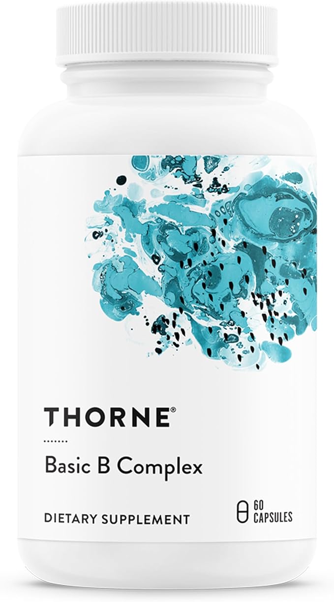 THORNE - Basic B-Complex - Tissue-Ready Vitamin B Complex Supplement with Choline - Supports Cellular Energy Production Brain Health &amp Red Blood Cell Formation* - Gluten-Free - 60 Servings