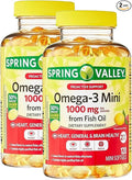Omega 3 Mini 1000mg from Fish Oil – 120 Softgels Lemon Flavor Fish Oil Omega 3 Supplements with EPA DHA Fatty Acid Supplement Easy to Swallow (Pack of 2)