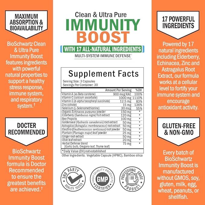 BioSchwartz Respiratory &amp Immune Lung Support Supplement with Quercetin (1 Month Supply) Plus 17 in 1 Immune Support Supplement with Antioxidants (1 Month Supply)