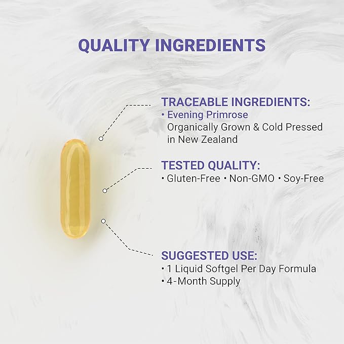 Naturalis Evening Primrose Oil (1300mg) | Natural from New Zealand | Non-GMO Soy &amp Gluten Free Zero Filler | 120 Softgels