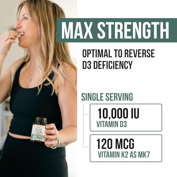 Organic Plant D3 + K2 | 10000 IU D3 + 120 mcg K2 as All-Trans MK7 from MenaQ7® - 100% Whole Food Raw &amp Vegan | Enhanced Digestion with Prebiotic &amp Superfood Complex – D3 from Organic Algae (6