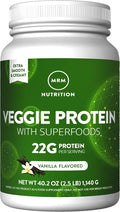 MRM Nutrition Veggie Protein with Superfoods - Vanilla Flavored Protein Powder for Women &amp Men 22g of Vegan Protein Amino Acids &amp Digestive Enzymes Gluten &amp Dairy Free - 33 Servings