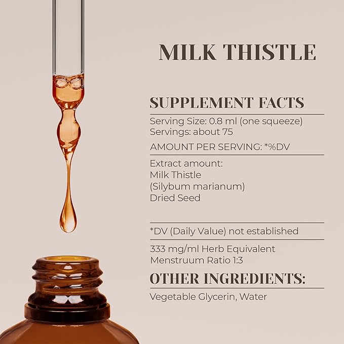 Milk Thistle Alcohol-Free Natural Tincture Extract Immune System Booster Liquid Drops Made from 100% (2 fl oz)