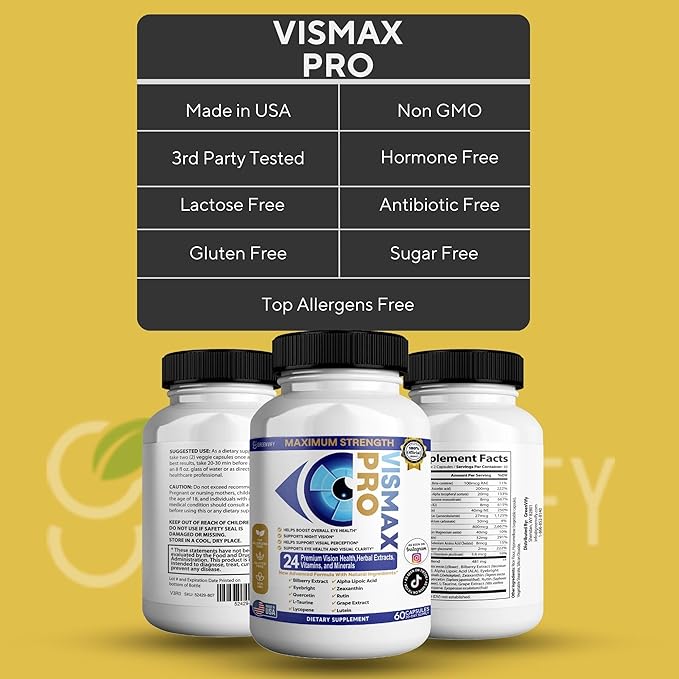 Vision Pro Max Eye Health Supplement 24 Premium Herbal Extracts Vitamins &amp Minerals 60 Capsules (1)