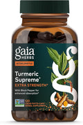 Gaia Herbs Turmeric Supreme Extra Strength - Supports Occasional Discomfort from Normal Wear &amp Tear* - with Turmeric Curcumin &amp Black Pepper - 120 Vegan Liquid Phyto-Caps (Up to 120 Servings)