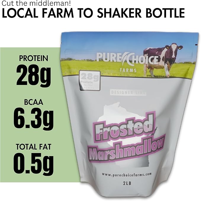 Pure Choice Frosted Marshmallow Whey Protein Isolate Powder 28g Protein Undenatured Whey No Fillers (Frosted Marshallow Whey 2 lb)