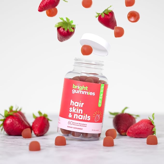 Hair Growth Gummies with Biotin 5000mcg + Vitamins C E &amp Zinc - Helps Prevent Hair Thinning &amp Loss - Stronger Hair Skin &amp Nails - Vegan Non-GMO - 60 Strawberry Gummies for Women &amp M