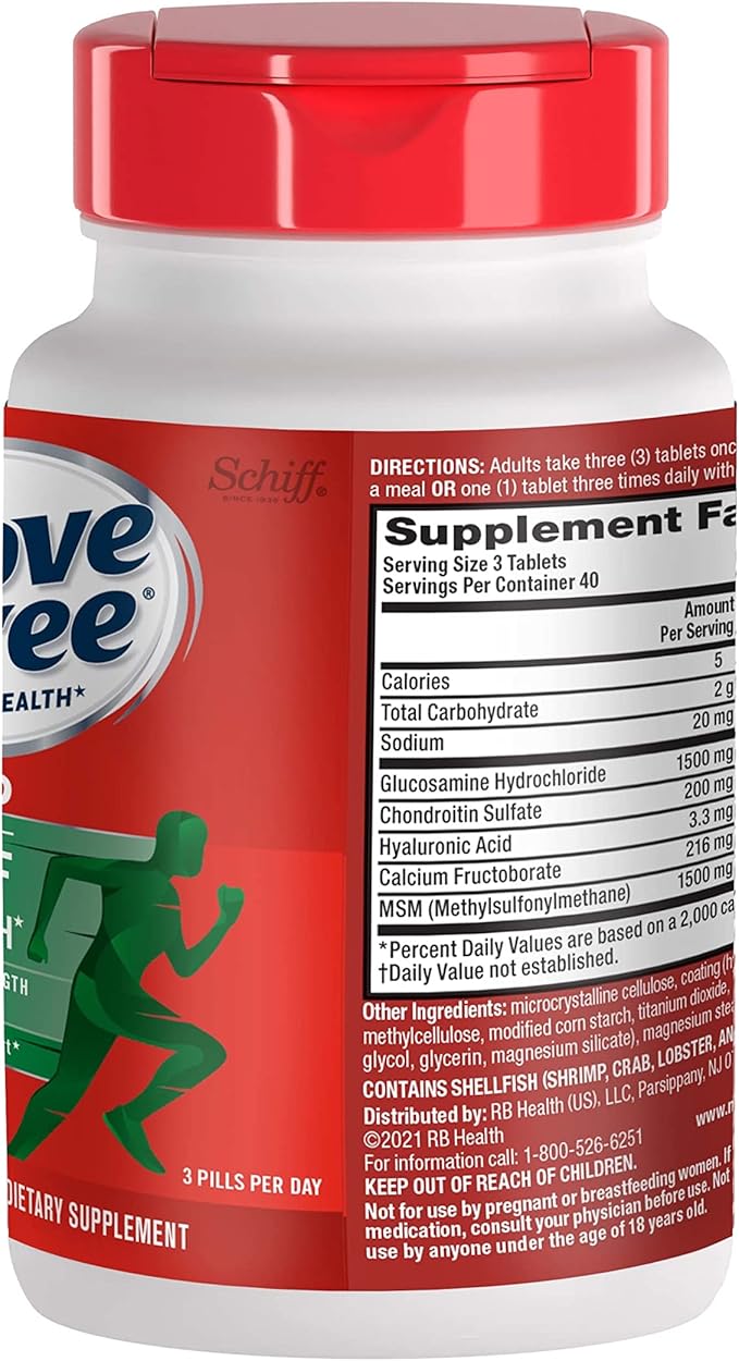 Move Free Advanced Glucosamine Chondroitin MSM Joint Support Supplement Supports Mobility Comfort Strength Flexibility &amp Bone - 120 Count (Pack of 3)