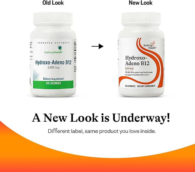 Seeking Health Hydroxo-Adeno B12 2000 mcg Methyl-Free Supports Energy Focus methylation Detox &amp homocysteine. Vegan Vegetarian (60 lozenges)