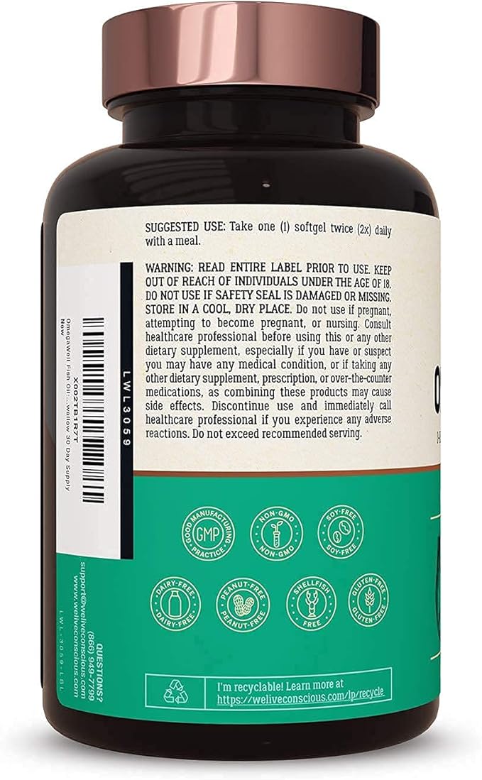 Live Conscious OmegaWell Fish Oil &amp MagWell Magnesium Zinc &amp Vitamin D3 | Bone &amp Heart Health Immune System Support + Heart Brain &amp Joint Support