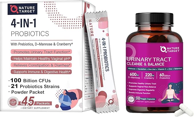 NATURE TARGET Probiotics-for-Women Prebiotics-and-Probiotics-Powder + Probiotics for Women Urinary Tract Health
