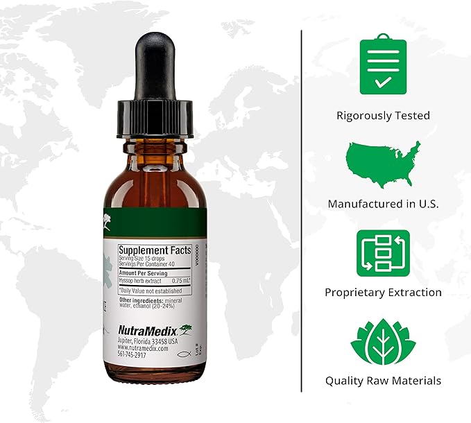 NutraMedix Ezov Hyssop Plant Drops - Liquid Supplement for Stress Management Relaxation Antioxidant Support &amp Gut Health - Liquid Herb Extract for Mood &amp Emotional Support (1oz / 30ml)