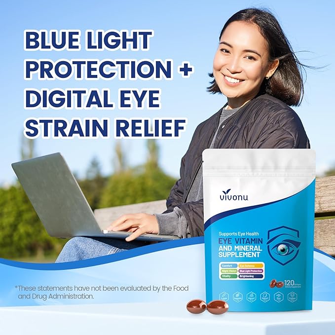 VivoNu 120pcs Lutein Eye Vitamins Supplement for Macular Health and Dry Eye Contains Lutein Zinc Vitamins C/E &amp Zeaxanthin to Support Eye Health (240p)
