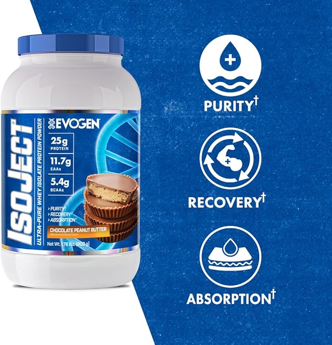 Evogen Isoject - Whey Protein Isolate | Ultra-Pure Whey Protein Powder with Ignitor Enzymes BCAAs and EAAs | Enhanced Absorption &amp Recovery | Chocolate Peanut Butter | 25 Servings