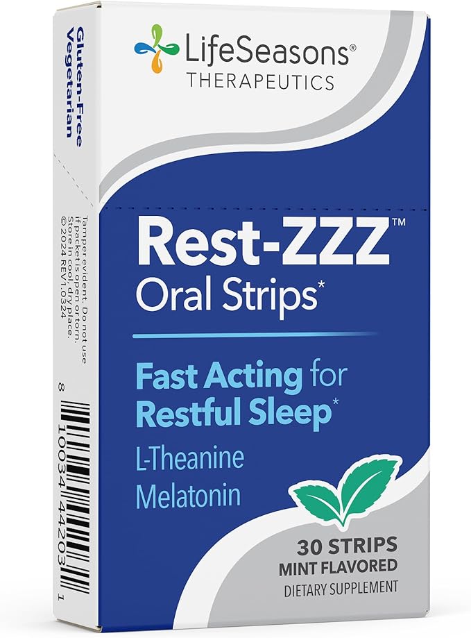 Rest-ZZZ Oral Strips - Powerful Sleep Support Supplement - Fall Asleep &amp Stay Asleep - Calms Nervous System - Naturally Ease Tension &amp Restlessness - Low Dose Melatonin GABA &amp Chamomile -
