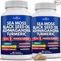 NEW AGE Sea Moss Capsules Black Seed Oil Ashwagandha Turmeric Bladderwrack Burdock - with Manuka Honey Dandelion ACV Black Pepper Gluten Free