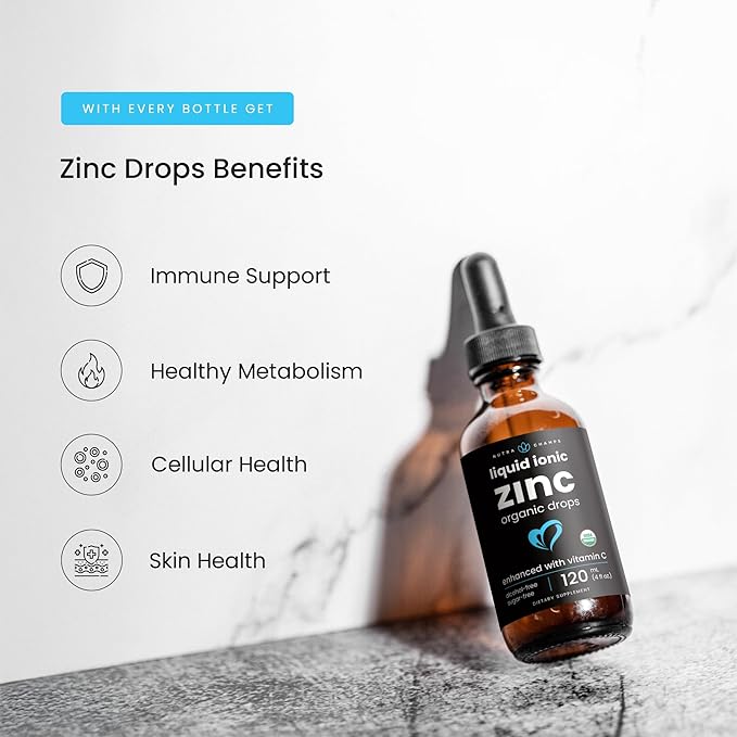 NutraChamps Liquid Zinc for Kids &amp Adults Vegan Pure Ionic Zinc Drops Enhanced with Vitamin C Supplements for Immune Support Sugar-Free Liquid 4 oz