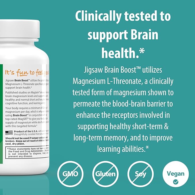 Jigsaw Health Magnesium Bundle | MagSRT 240 Tablets and Brain Boost 90 Capsules