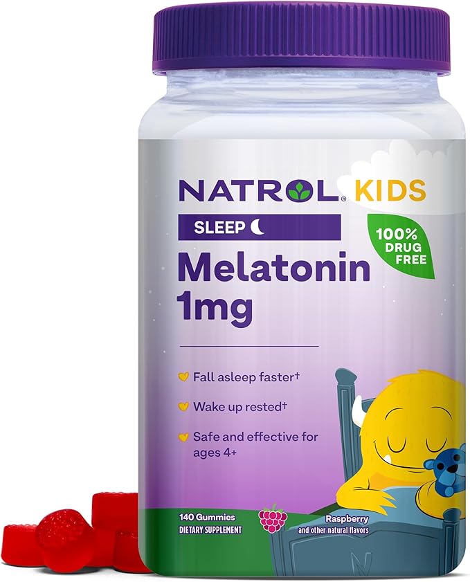 Natrol Kids Melatonin 1mg 140 Berry Gummies Melatonin 10mg 90 Strawberry Gummies Sleep Aid