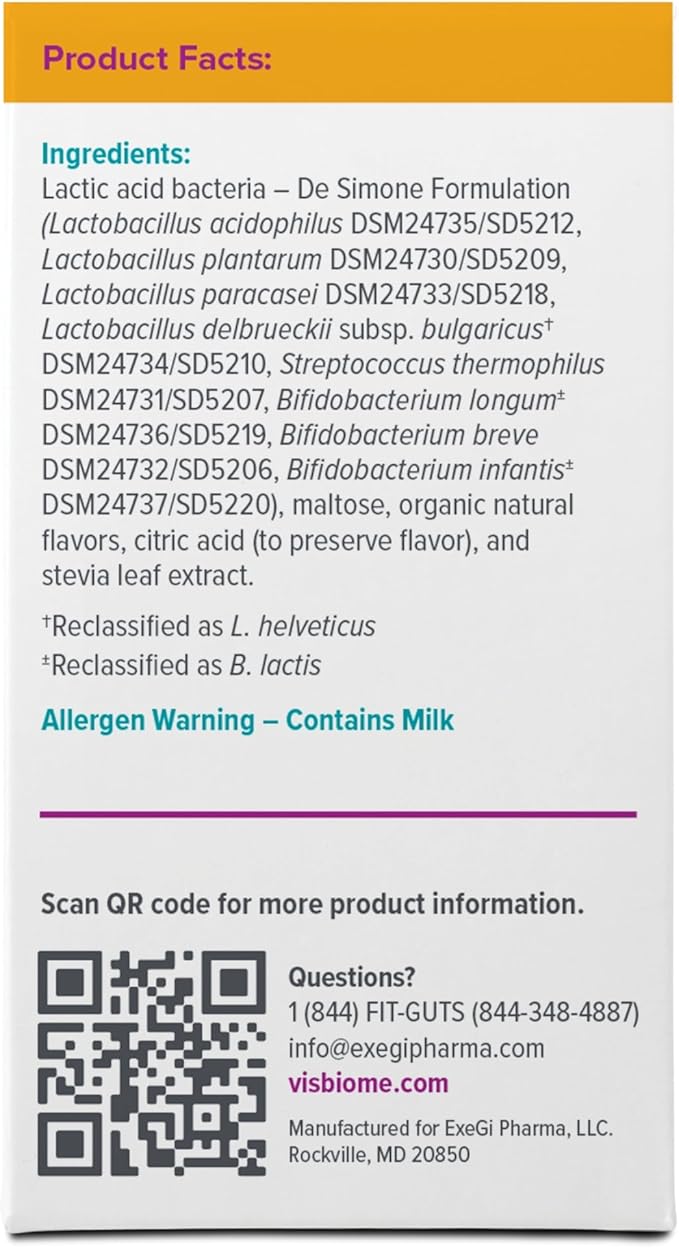 Visbiome® GI Care Kids - High Potency Probiotic for IBS &amp UC Symptoms - Wild Berry Flavor No Dyes- 225 Billion CFU Live Probiotics for Children Cold Chain Shipping 60 Packets