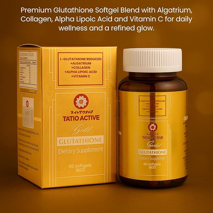 New Gold Glutathione 1800mg with Collagen Stem Cell ALA &amp Vitamin C – 60 Softgels | Skin &amp Antioxidant Support | High Absorption Formula for Radiance &amp Recovery