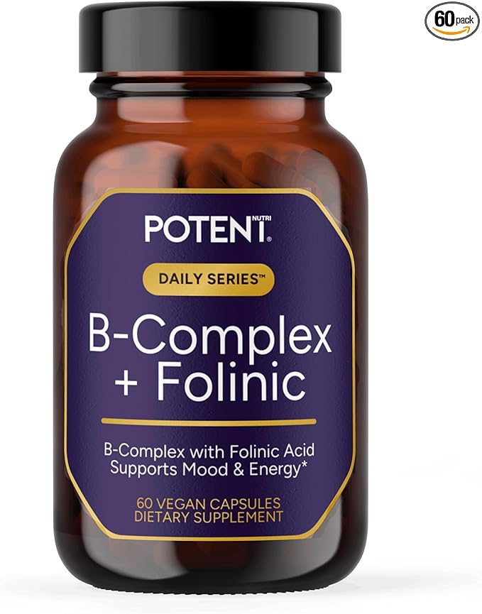 Folinic Acid B-Complex - 60 Capsules - Complete Daily Support - Well Tolerated Easy to Swallow - Supports Energy &amp Wellness