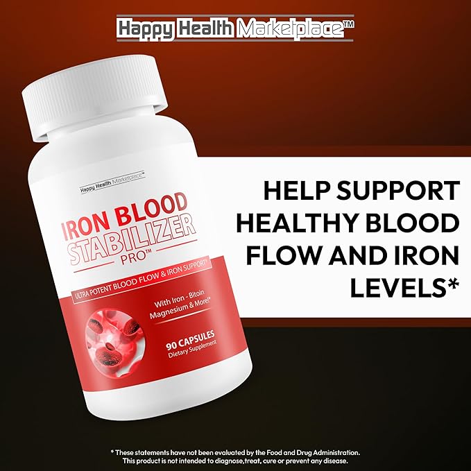 Iron Blood Stabilizer Pro - Our Best Blood Support Supplements - Circulation Support Pressure Supplement - Fe and Vitamin B12 Supplement - Magnesium Iron Supplement 10 mg Sugar Balance
