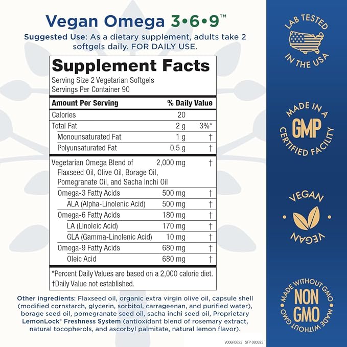 Purity Products Bundle - Vegan Omega 3-6-9 (180 ct)+ Vegan Collagen Builder Omega 3-6-9 (“5 in 1” Plant-Based Omega Essential Fatty Acid) - Vegan Collagen Builder (w/Key Plant-Based Ingredients)