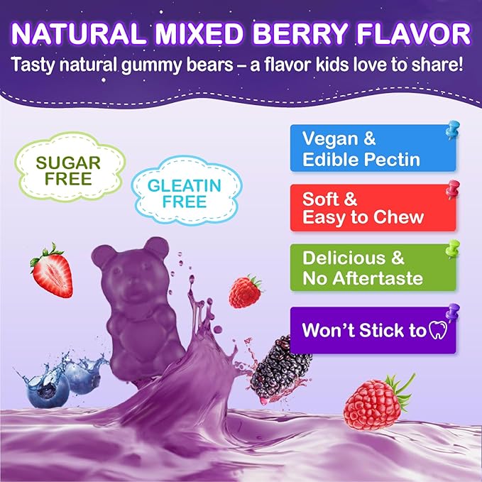 Kids Melatonin Gummy Supplements 1mg - Non-Habit Forming Melatonin Gummies Kids with Chamomile Lemon Balm L-Theanine Magnesium Zinc for Children Ages 4+ - Non-GMO Gluten Free Mixed Berry Flavor