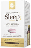 Solgar Triple Action Sleep 90 Tri-Layer Tablets - Time-Release Melatonin &amp L-Theanine Plus Herbal Blend - Helps You Relax - Non-GMO Gluten Free - 90 Servings