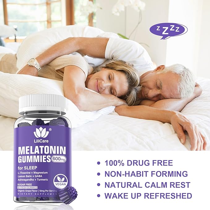Melatonin Gummies 10mg 20mg for Adults Sugar Free Extra Strength w/ L-Theanine Ashwagandha Magnesium Turmeric GABA Lemon Balm and Chamomile for Healthy Circadian Rhythm Vegan Grape Flavor 60ct