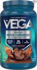 Vega Protein + Supergreens - 20g Plant-Based Protein Chocolate 25 Servings Real Greens &amp Veggies Vegan Keto 0g Added Sugar Non-GMO 1.8lbs (Packaging May Vary) (Pack of 12)