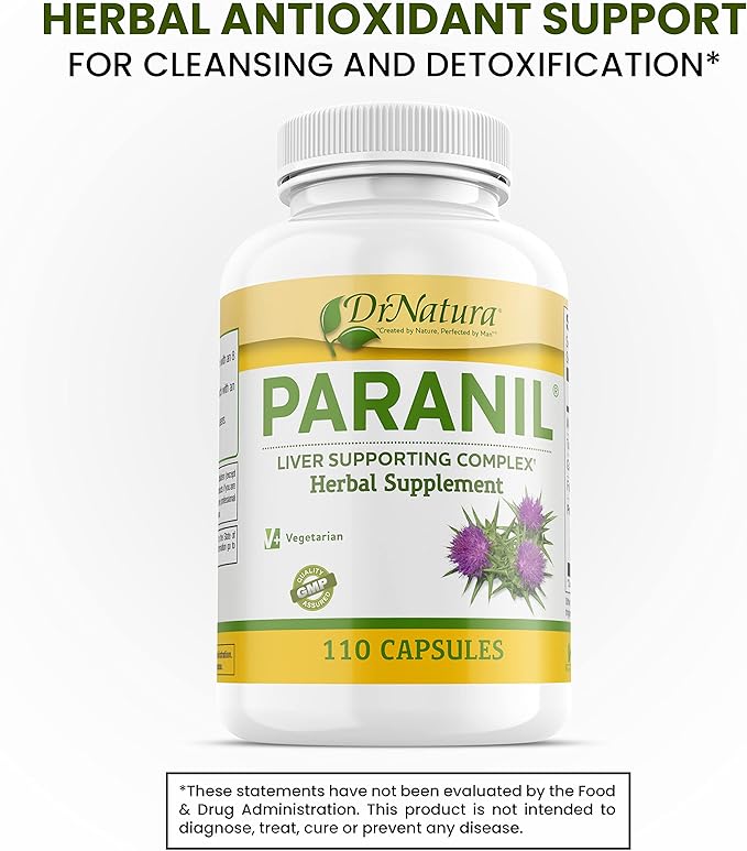 DrNatura Paranil® Liver &amp Colon Cleanse - 17 Herbal Complex with Milk Thistle for Detoxification 110 Vegetarian Capsules