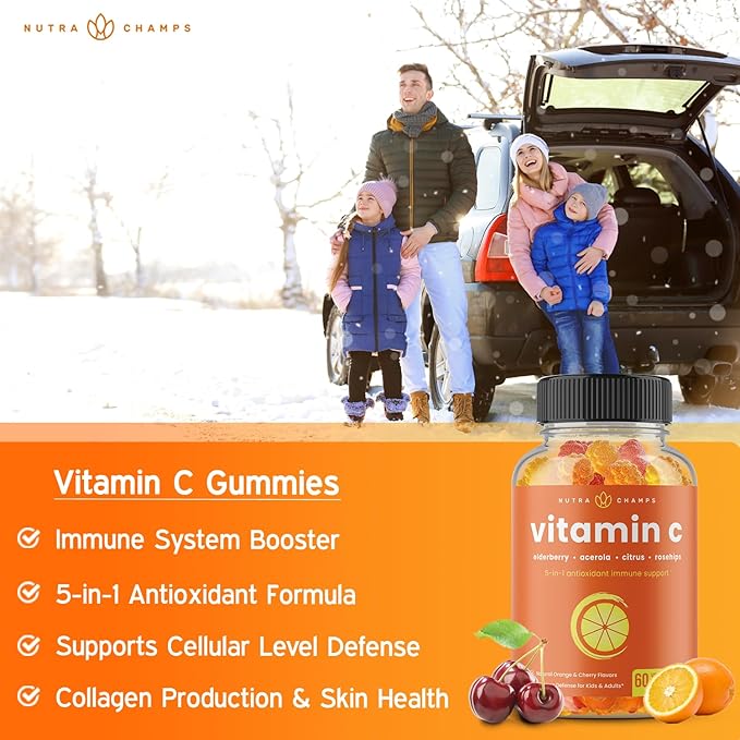 NutraChamps Biotin Gummies (2 Pack) and Vitamin C Gummies (2 Pack) 4 Pack Bundle