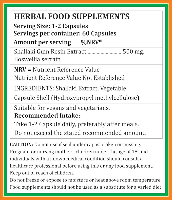 Generic Shallaki (Boswellia Serrata) Forte Capsules 60 Count (Pack of 2)