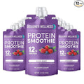 Designer Wellness Protein Smoothie Real Fruit 12g Protein Low Carb Zero Added Sugar Gluten-Free Non-GMO No Artificial Colors or Flavors Mixed Berry 12 Count